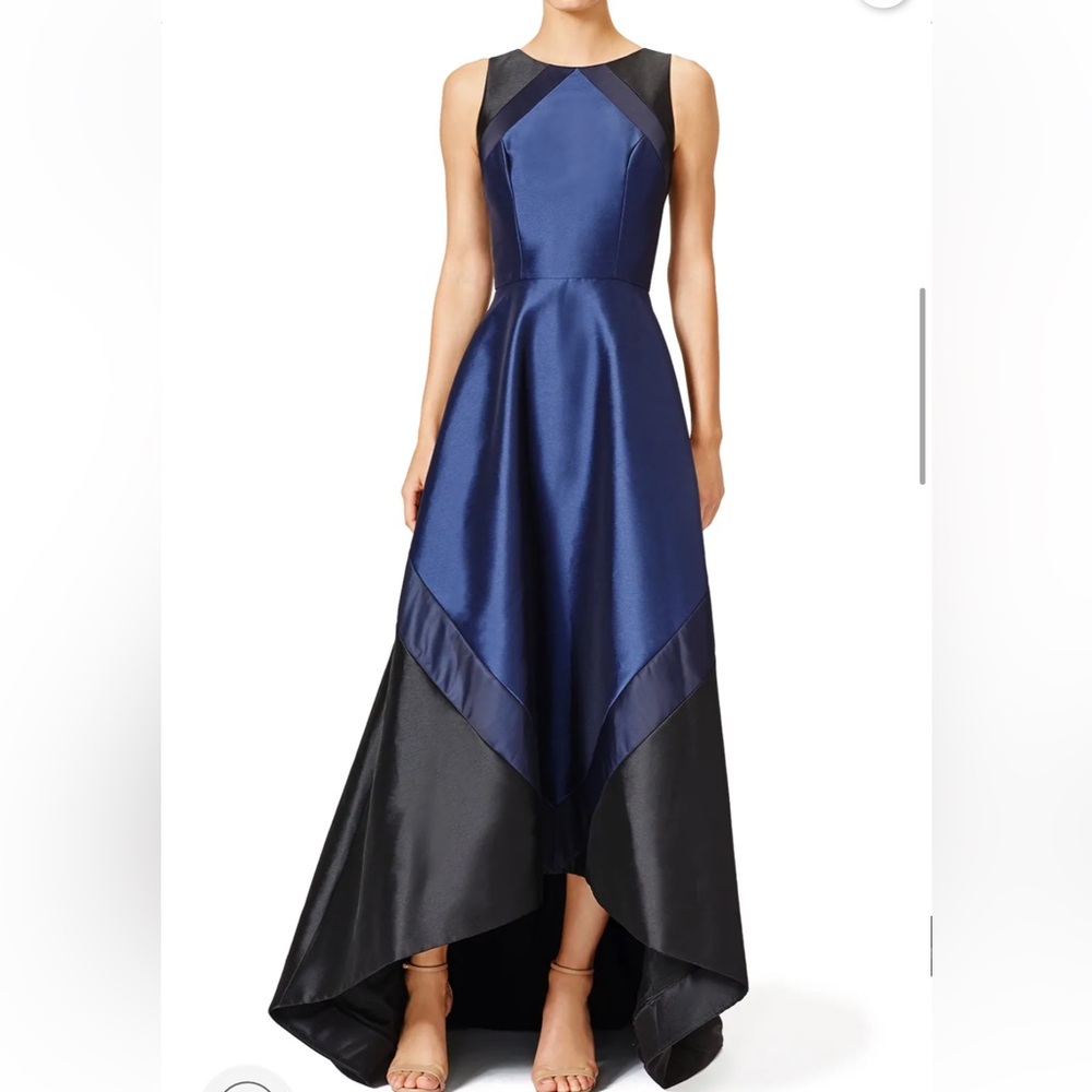 Theia Block Party Gown in Black & Blue